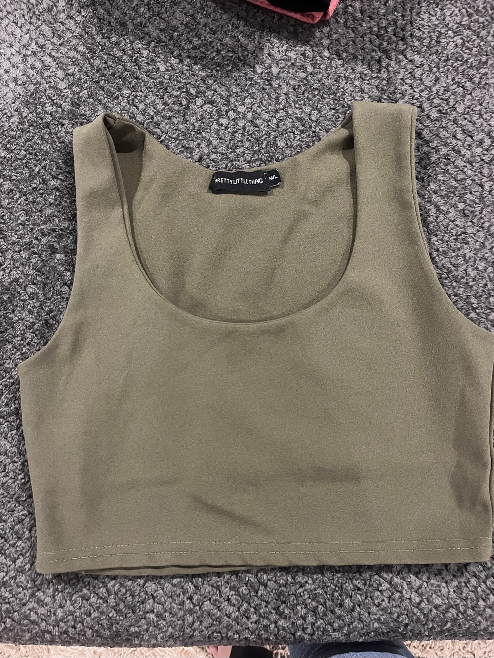 PrettyLittleThing Olive Cropped Tank Top